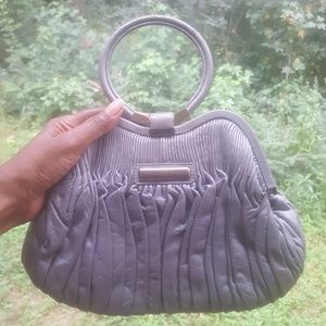 Gray leather purse